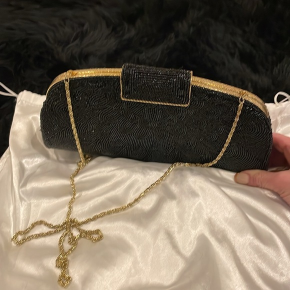 Beaded black structured clutch - Picture 7 of 7